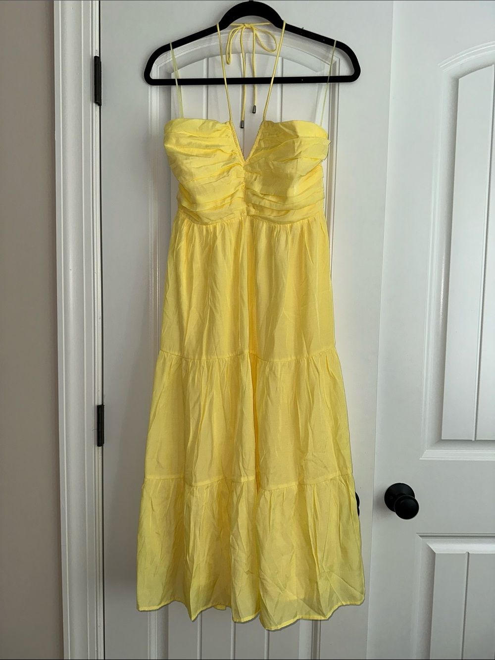 Sunshine Yellow Halter Midi Dress